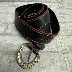 True‎ Religion Logo Leather Belt Size 40